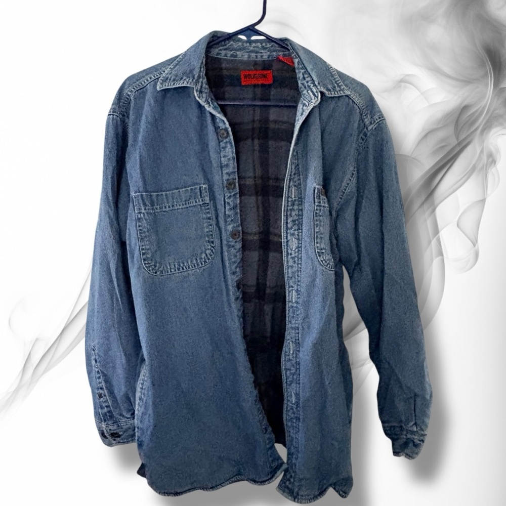 Wolverine Denim Blue Men's Jacket Flannel Lined Padded Warm - Picture 1 of 7